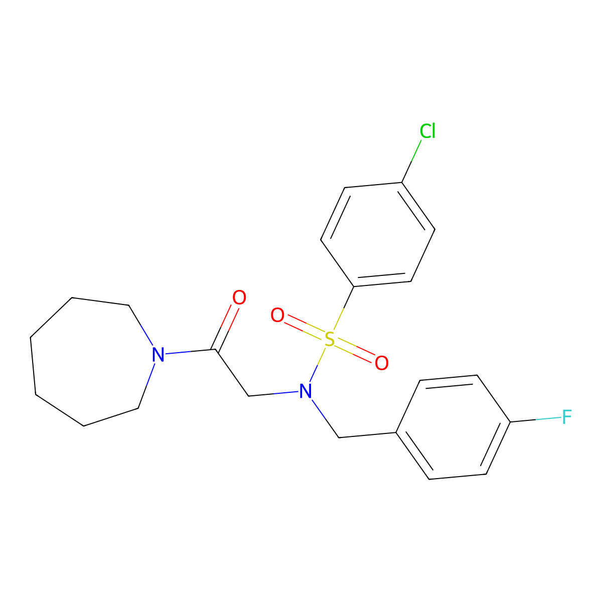 N-[2-(azepan-1-yl)-2-oxoethyl]-4-chloro-N-(4-fluorobenzyl)benzenesulfonamide molecular structure, CAS 433306-22-0