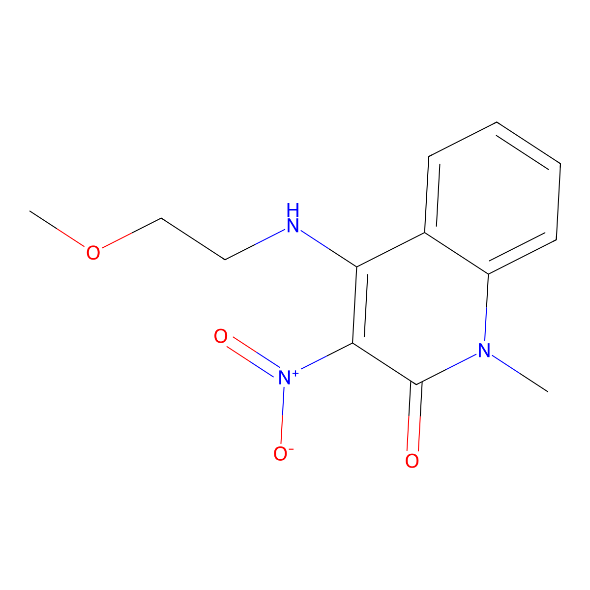 4-((2-methoxyethyl)amino)-1-methyl-3-nitroquinolin-2(1H)-one molecular structure, CAS 433306-35-5