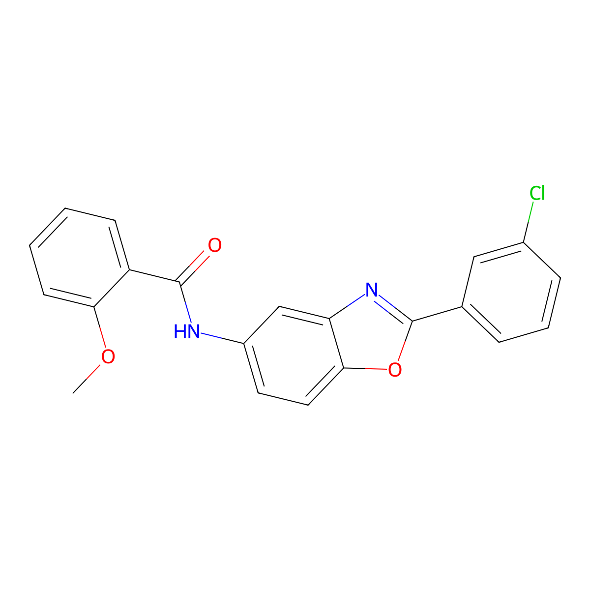 N-[2-(3-chlorophenyl)-1,3-benzoxazol-5-yl]-2-methoxybenzamide molecular structure, CAS 433306-55-9