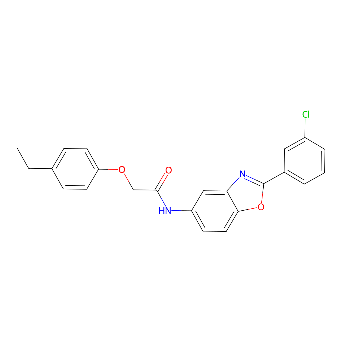 N-[2-(3-chlorophenyl)-1,3-benzoxazol-5-yl]-2-(4-ethylphenoxy)acetamide molecular structure, CAS 433306-57-1