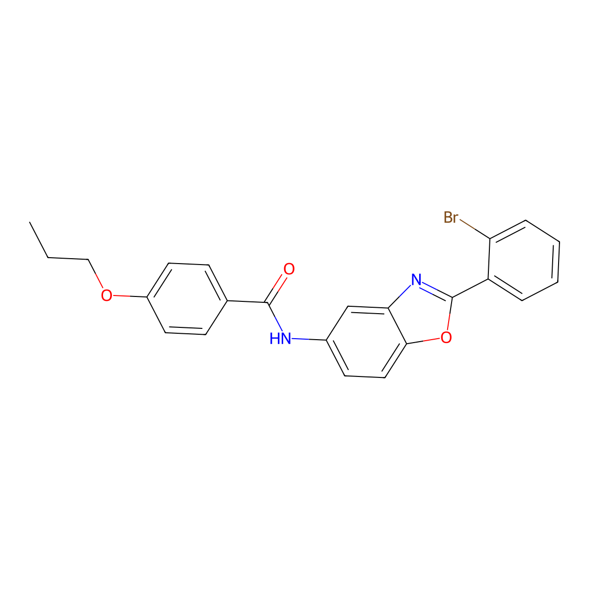 N-[2-(2-bromophenyl)-1,3-benzoxazol-5-yl]-4-propoxybenzamide molecular structure, CAS 433306-75-3