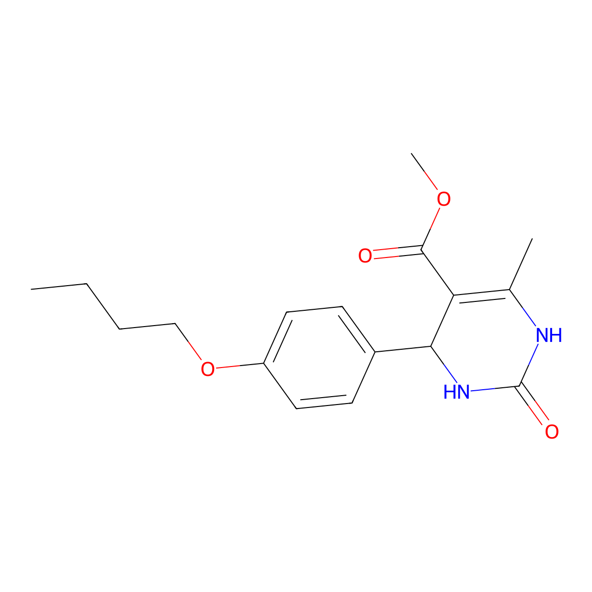 Methyl 4-(4-butoxyphenyl)-6-methyl-2-oxo-1,2,3,4-tetrahydropyrimidine-5-carboxylate molecular structure, CAS 433307-11-0