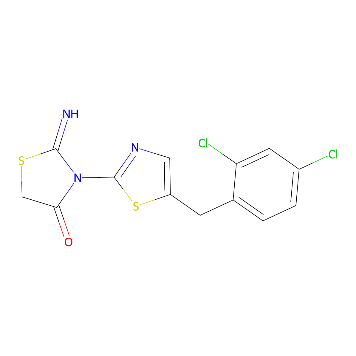 3-[5-[(2,4-Dichlorophenyl)methyl]-1,3-thiazol-2-yl]-2-imino-1,3-thiazolidin-4-one molecular structure, CAS 433307-15-4