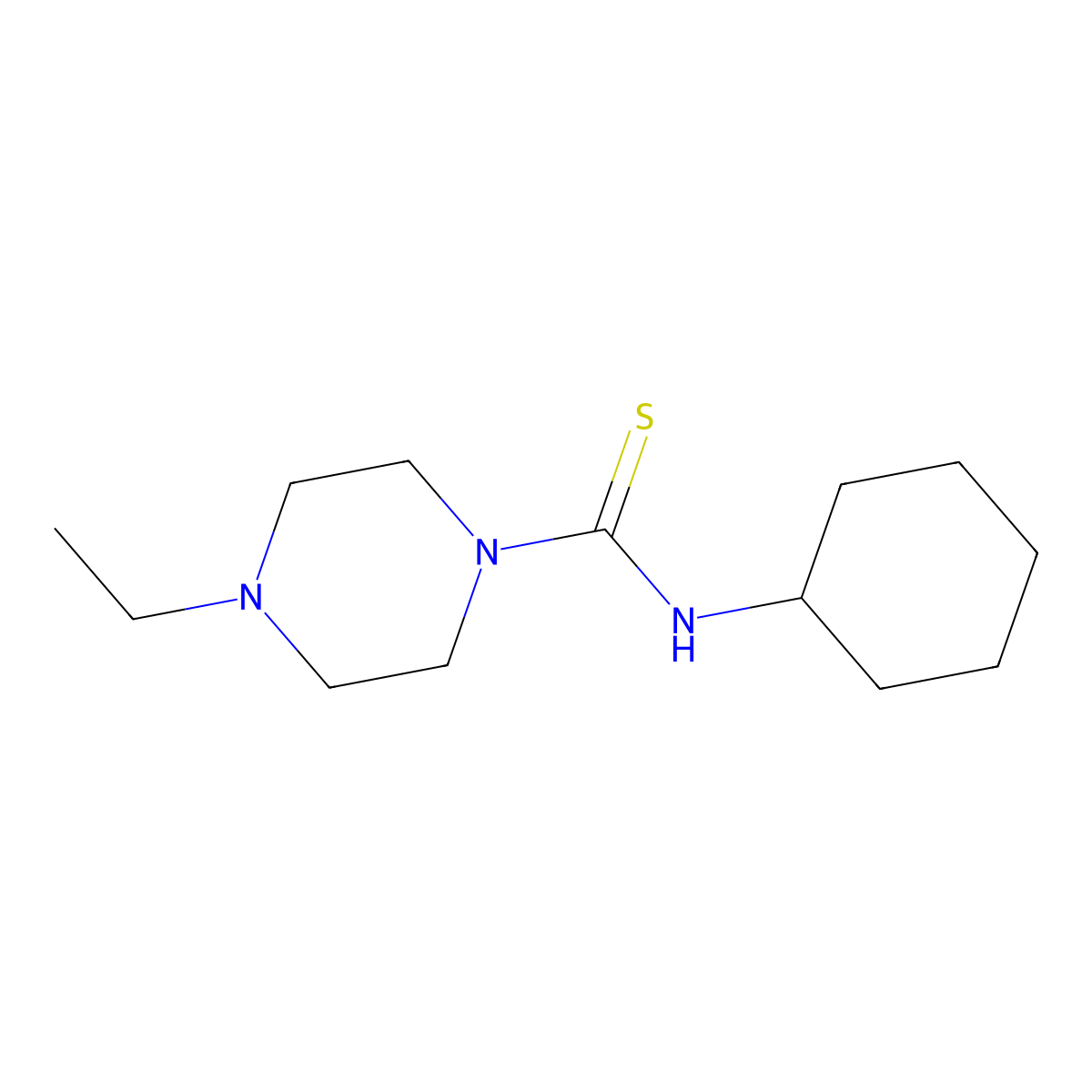 N-cyclohexyl-4-ethylpiperazine-1-carbothioamide molecular structure, CAS 433307-35-8