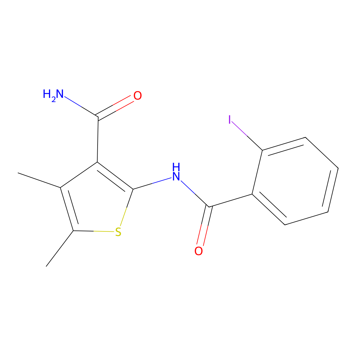 2-[(2-Iodobenzoyl)amino]-4,5-dimethyl-3-thiophenecarboxamide molecular structure, CAS 433307-42-7