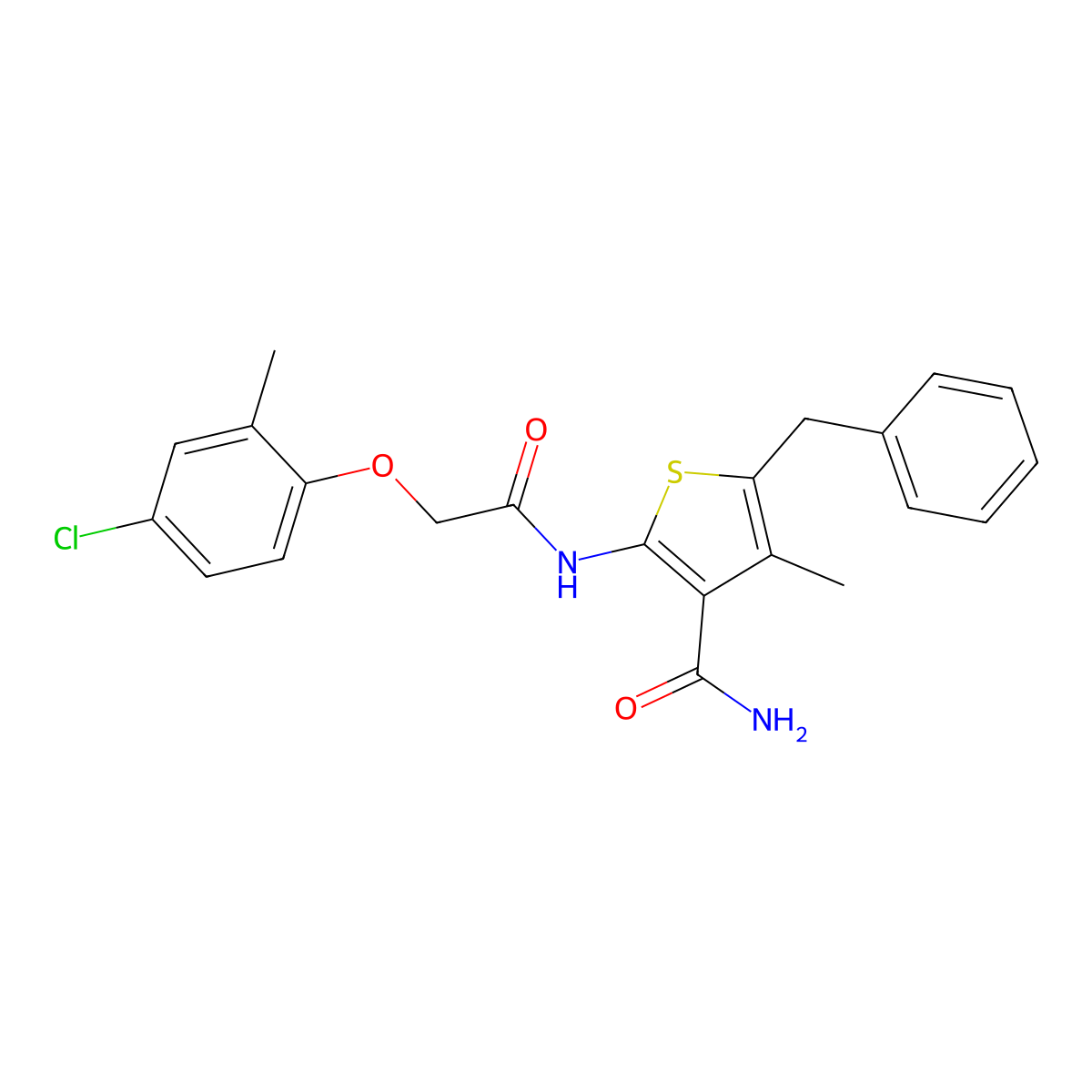5-Benzyl-2-{[(4-chloro-2-methylphenoxy)acetyl]amino}-4-methyl-3-thiophenecarboxamide molecular structure, CAS 433307-44-9