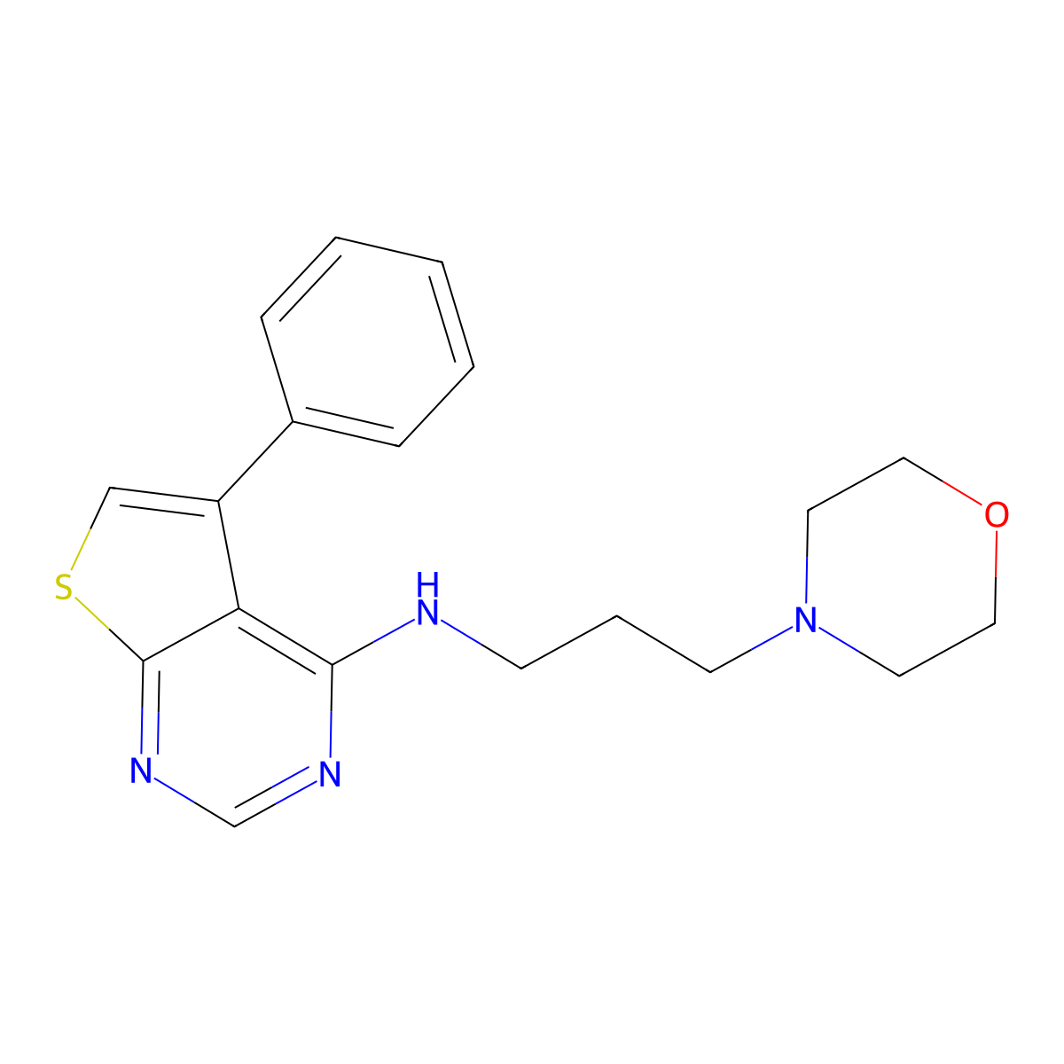 (3-Morpholin-4-yl-propyl)-(5-phenyl-thieno[2,3-d]pyrimidin-4-yl)-amine molecular structure, CAS 433307-47-2