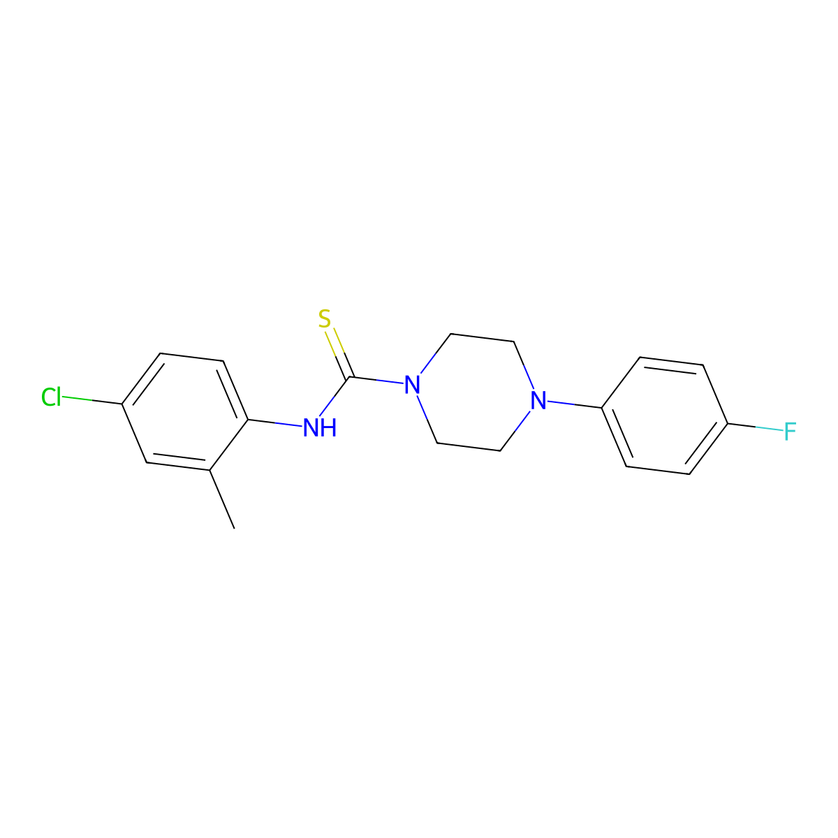N-(4-chloro-2-methylphenyl)-4-(4-fluorophenyl)piperazine-1-carbothioamide molecular structure, CAS 433307-53-0