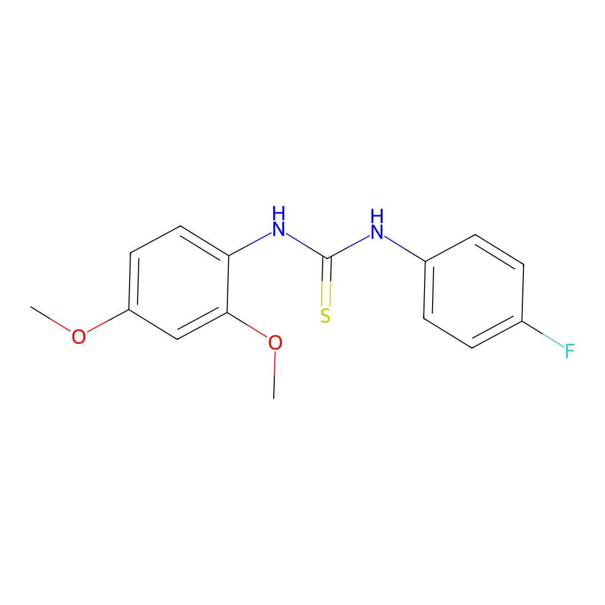 1-(2,4-Dimethoxyphenyl)-3-(4-fluorophenyl)thiourea molecular structure, CAS 433307-57-4