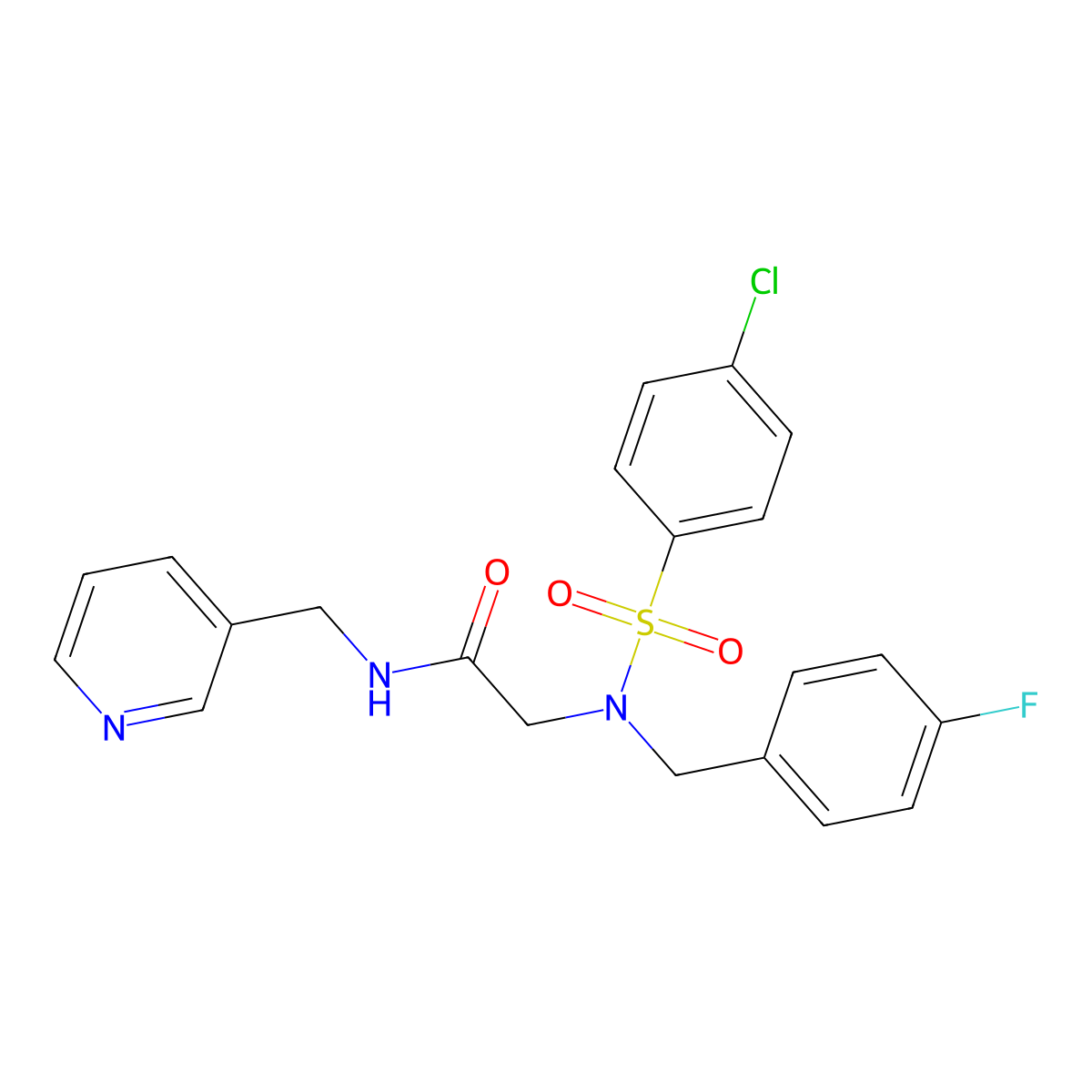 2-[(4-chlorophenyl)sulfonyl-[(4-fluorophenyl)methyl]amino]-N-(pyridin-3-ylmethyl)acetamide molecular structure, CAS 433307-88-1