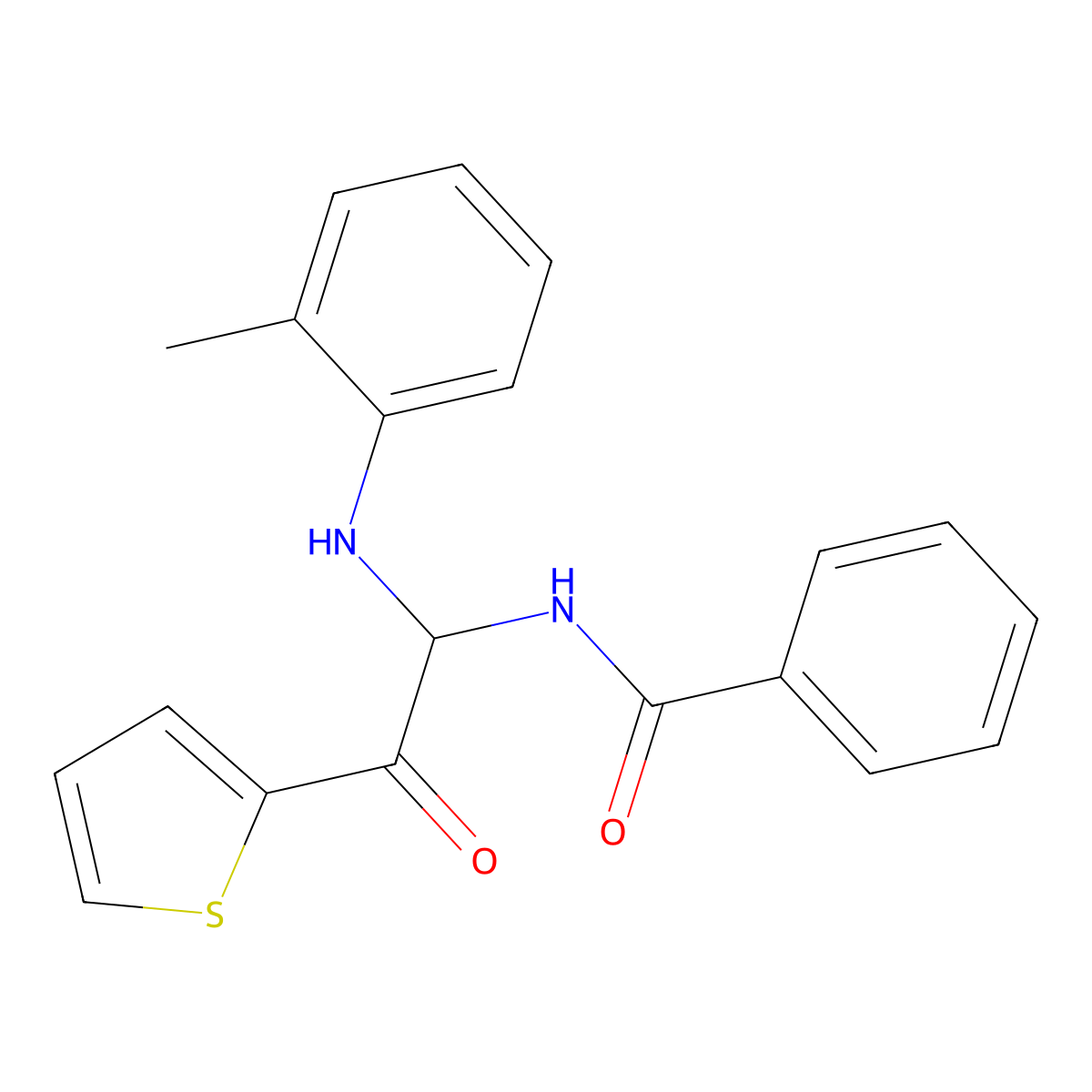 N-[1-(2-methylanilino)-2-oxo-2-thiophen-2-ylethyl]benzamide molecular structure, CAS 433307-89-2