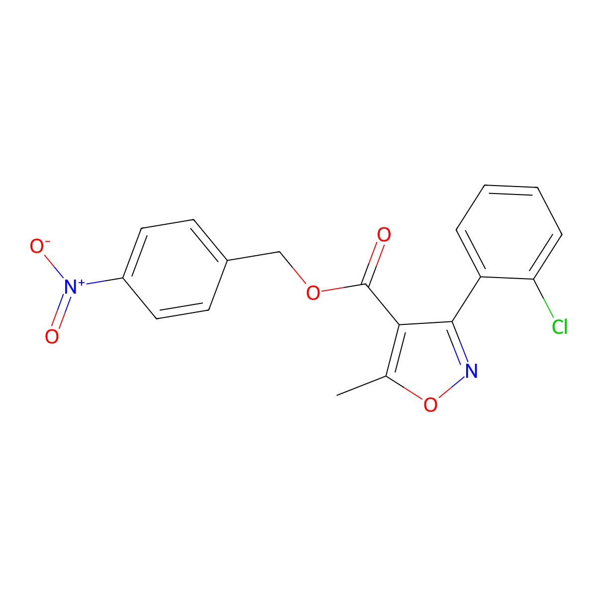 (4-Nitrophenyl)methyl 3-(2-chlorophenyl)-5-methyl-1,2-oxazole-4-carboxylate molecular structure, CAS 433307-91-6
