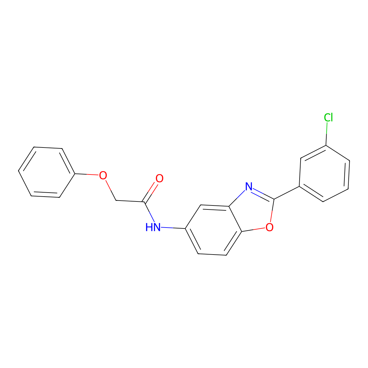 N-[2-(3-chlorophenyl)-1,3-benzoxazol-5-yl]-2-phenoxyacetamide molecular structure, CAS 433307-97-2