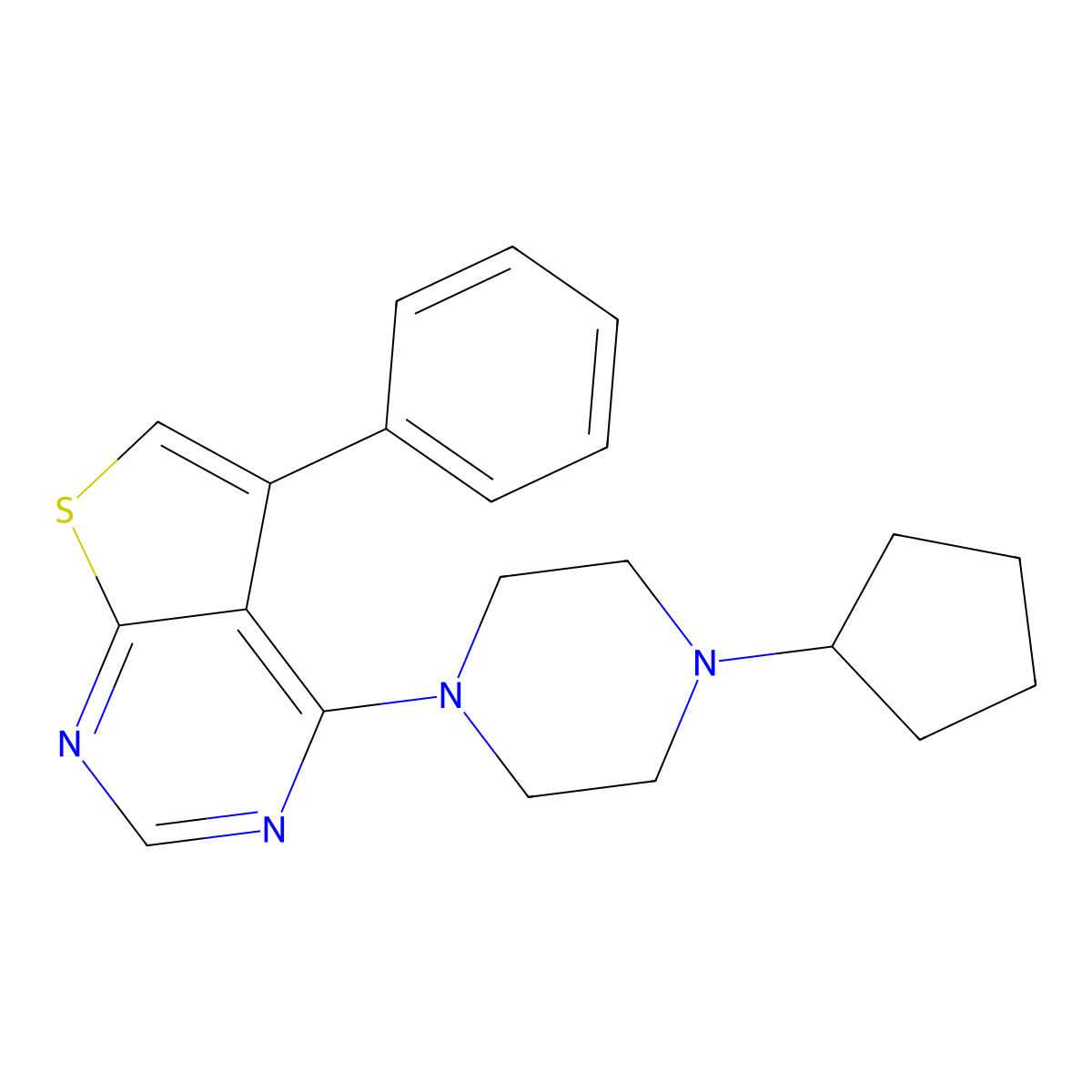 4-(4-Cyclopentylpiperazin-1-yl)-5-phenylthieno[2,3-d]pyrimidine molecular structure, CAS 433308-03-3