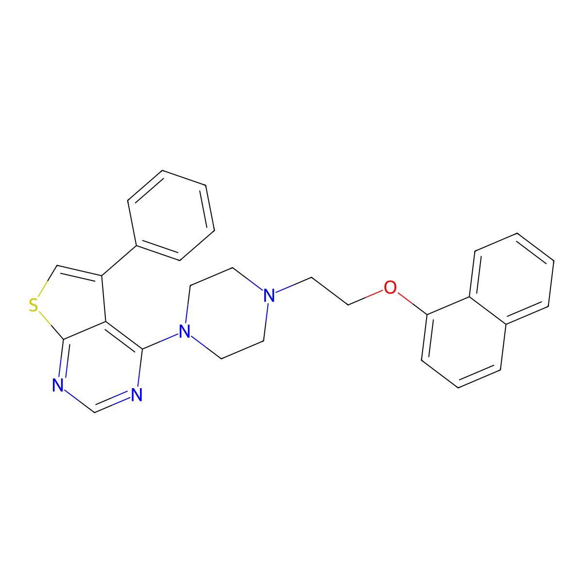 4-(4-(2-(Naphthalen-1-yloxy)ethyl)piperazin-1-yl)-5-phenylthieno[2,3-d]pyrimidine molecular structure, CAS 433308-19-1