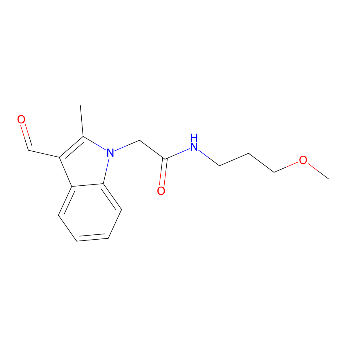 2-(3-formyl-2-methyl-1H-indol-1-yl)-N-(3-methoxypropyl)acetamide molecular structure, CAS 433308-21-5