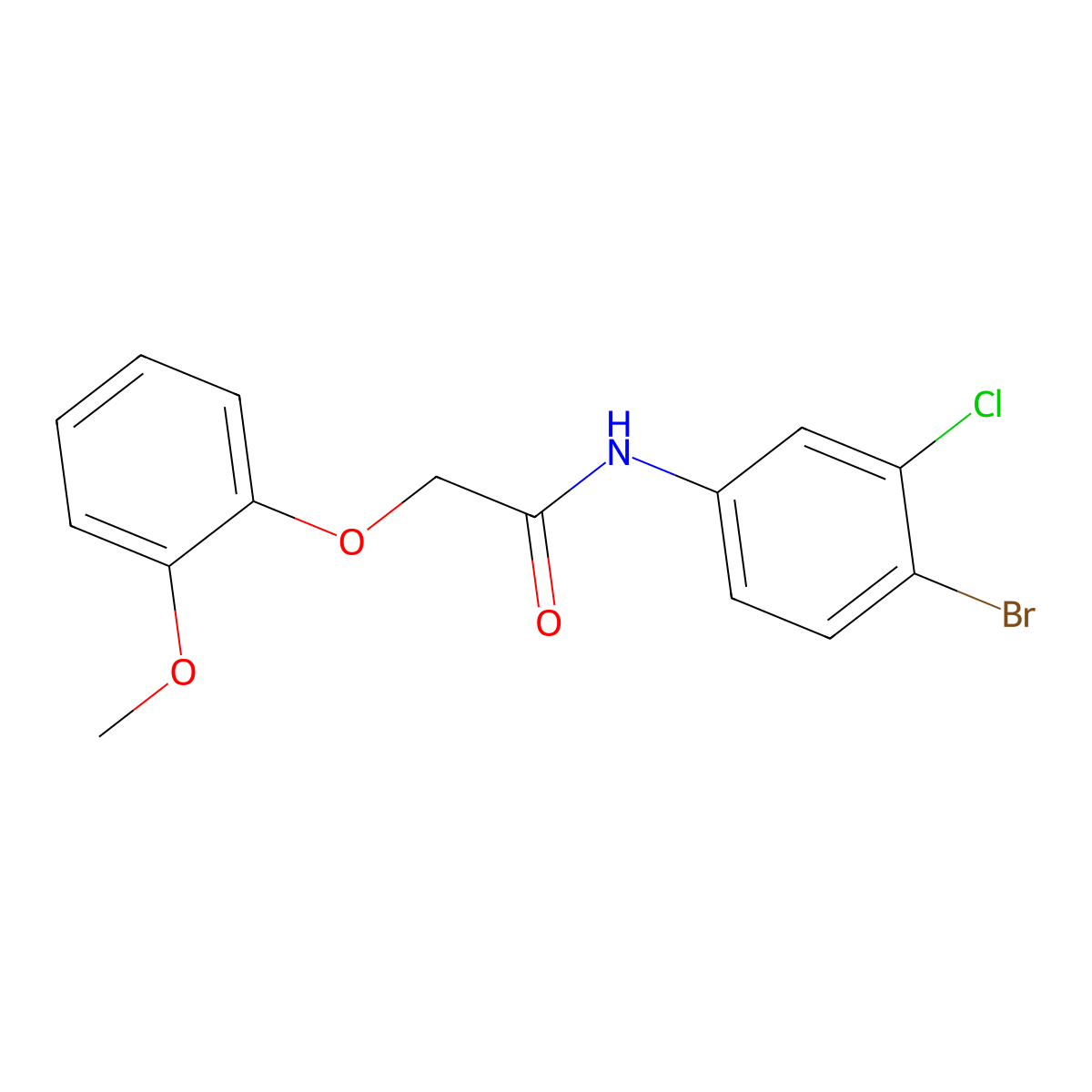 N-(4-bromo-3-chlorophenyl)-2-(2-methoxyphenoxy)acetamide molecular structure, CAS 433308-30-6