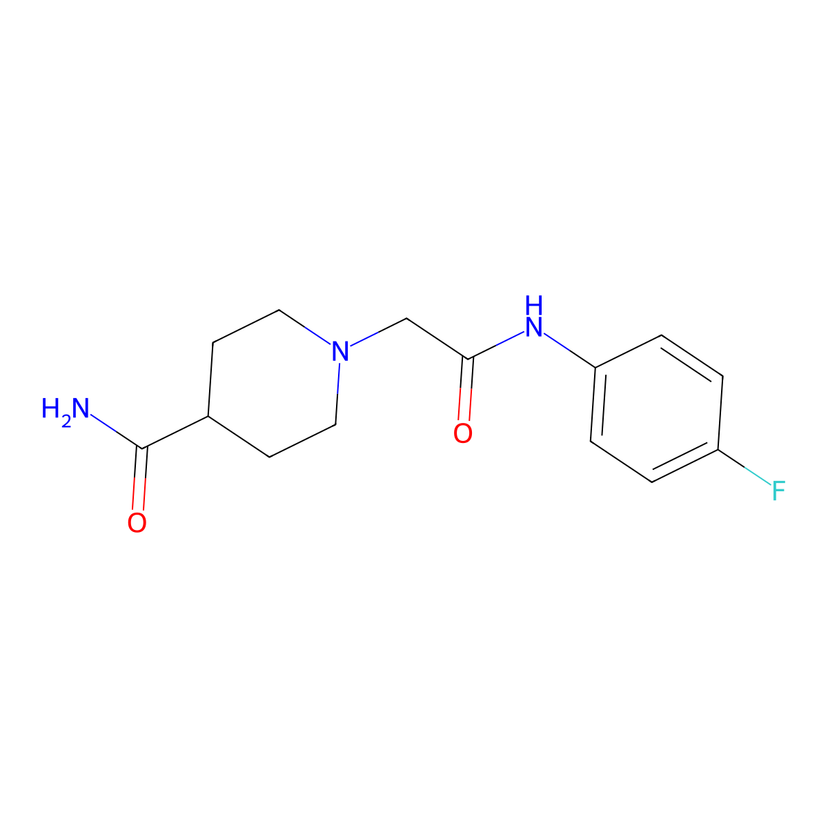 1-(2-((4-Fluorophenyl)amino)-2-oxoethyl)piperidine-4-carboxamide molecular structure, CAS 433308-32-8