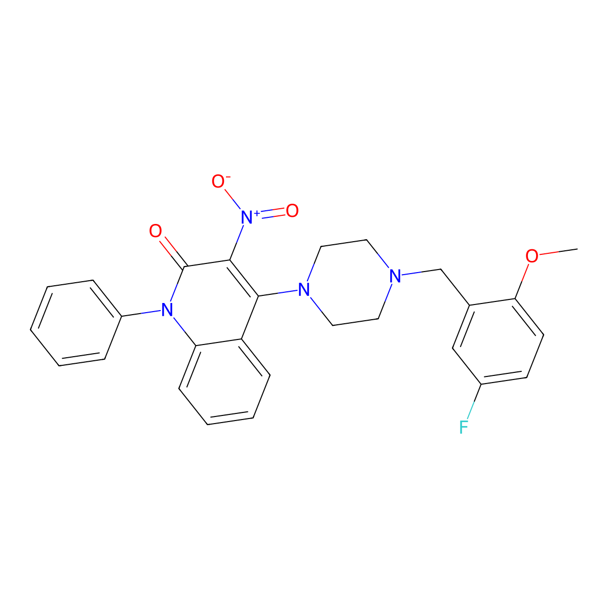 4-[4-[(5-Fluoro-2-methoxyphenyl)methyl]piperazin-1-yl]-3-nitro-1-phenylquinolin-2-one molecular structure, CAS 433308-51-1