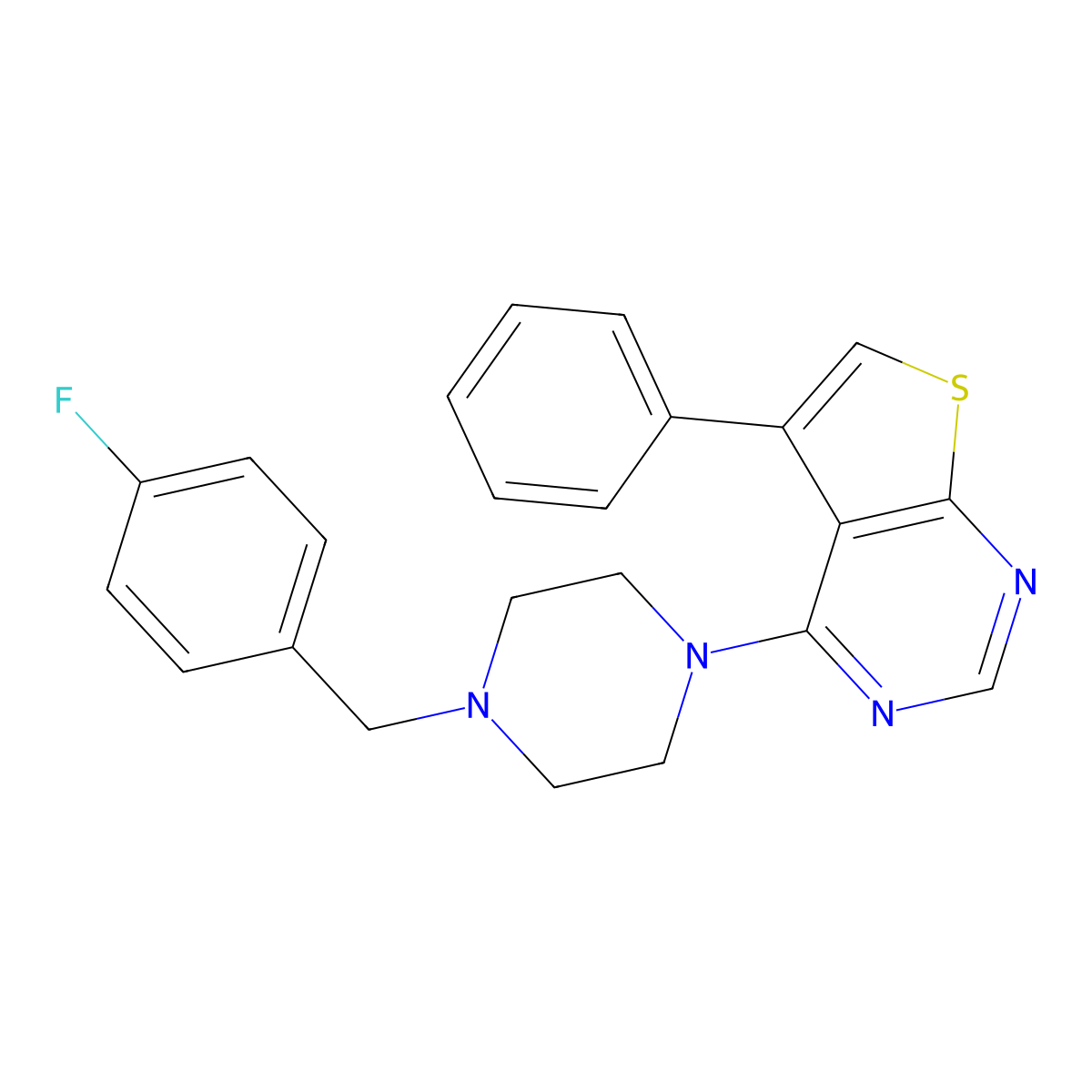 4-[4-[(4-Fluorophenyl)methyl]piperazin-1-yl]-5-phenylthieno[2,3-d]pyrimidine molecular structure, CAS 433308-54-4