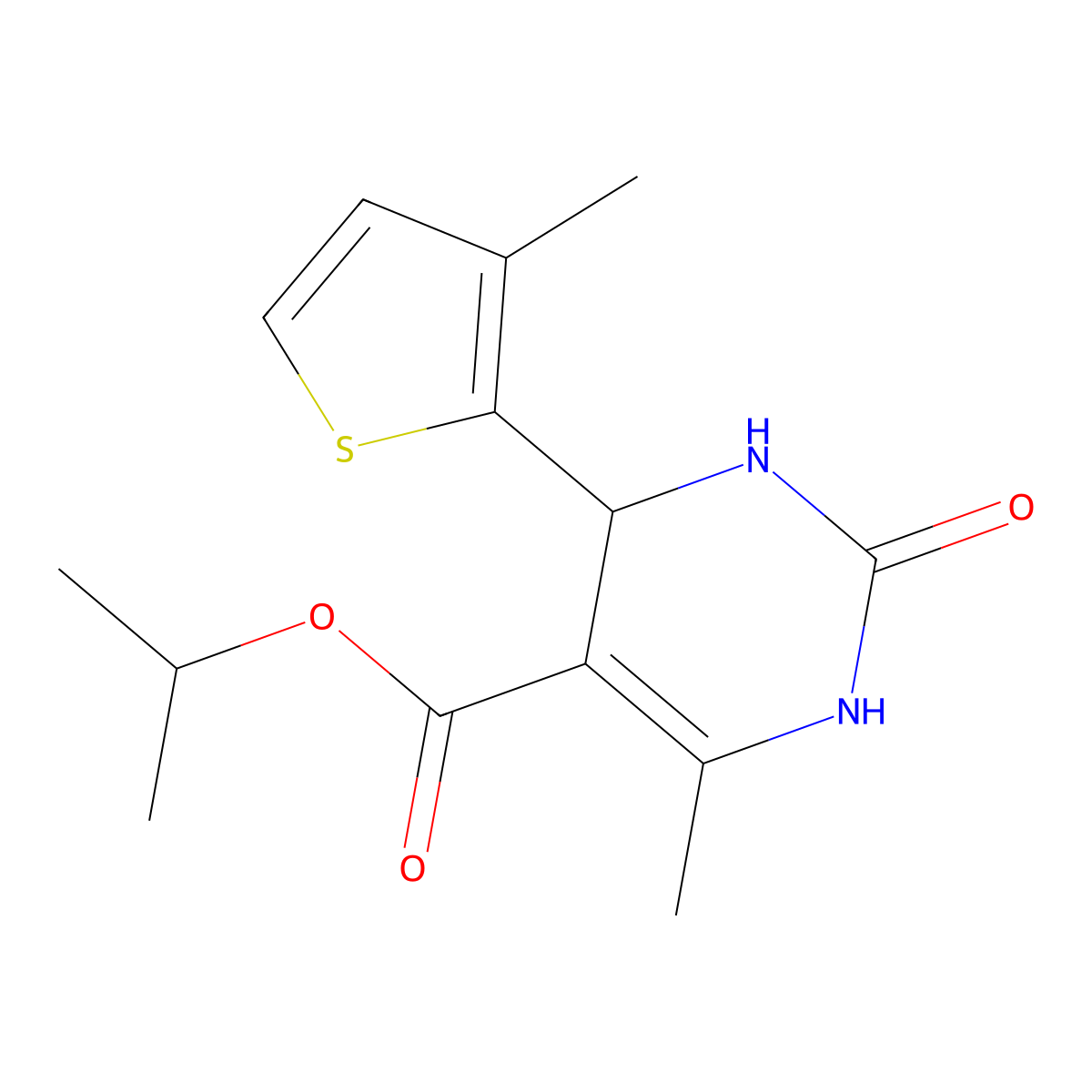 Methylethyl 4-methyl-6-(3-methyl(2-thienyl))-2-oxo-1,3,6-trihydropyrimidine-5-carboxylate molecular structure, CAS 433308-73-7