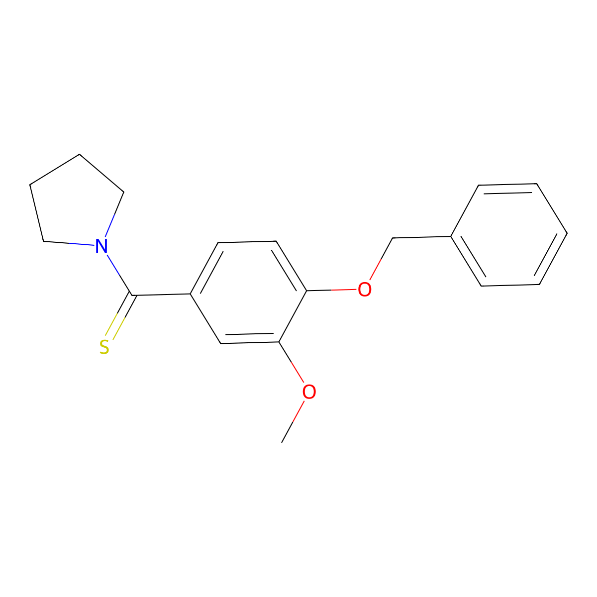 [4-(Benzyloxy)-3-methoxyphenyl](pyrrolidin-1-yl)methanethione molecular structure, CAS 433308-93-1