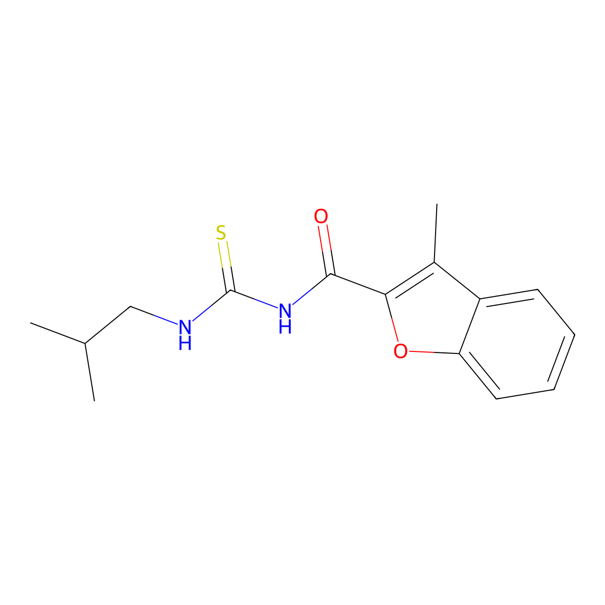 N-isobutyl-N'-[(3-methyl-1-benzofuran-2-yl)carbonyl]thiourea molecular structure, CAS 433309-02-5