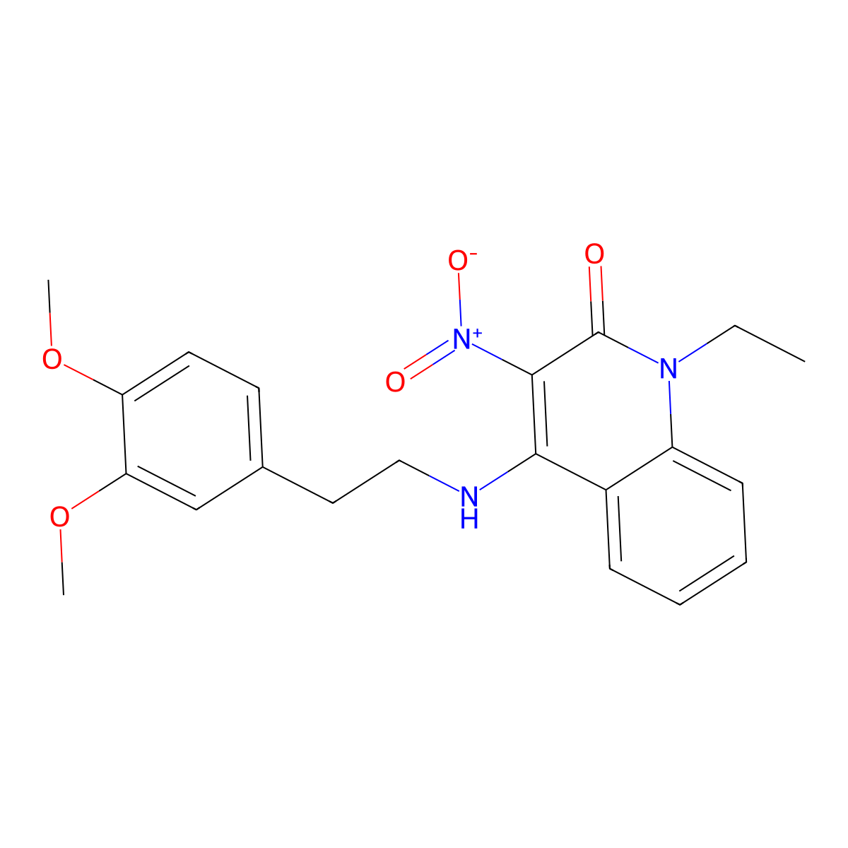 4-((3,4-dimethoxyphenethyl)amino)-1-ethyl-3-nitroquinolin-2(1H)-one molecular structure, CAS 433309-56-9