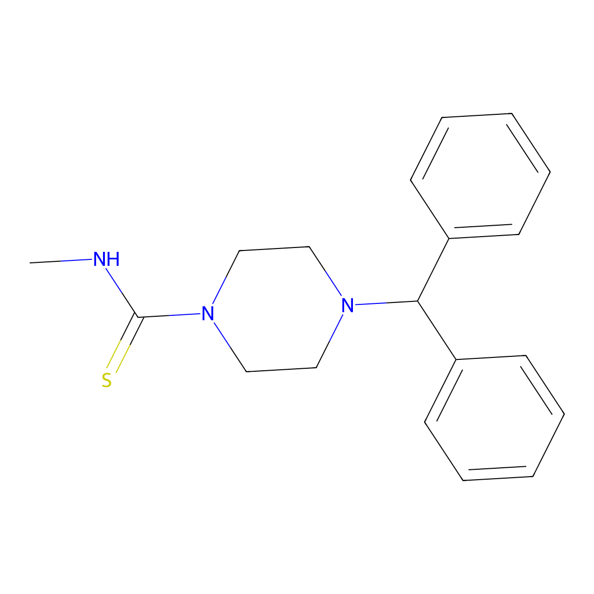 4-(diphenylmethyl)-N-methylpiperazine-1-carbothioamide molecular structure, CAS 433309-72-9