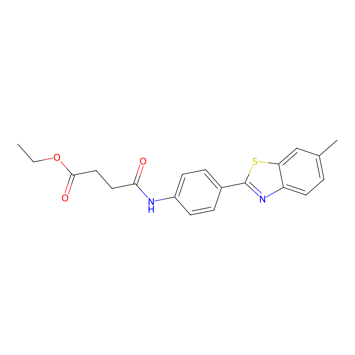 Ethyl 4-[4-(6-methyl-1,3-benzothiazol-2-yl)anilino]-4-oxobutanoate molecular structure, CAS 433310-16-8