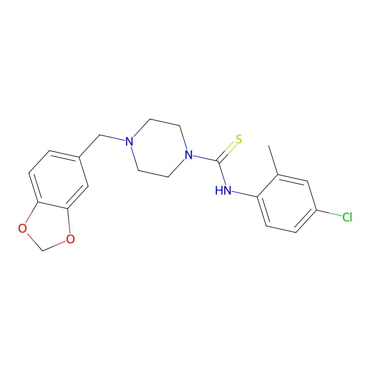 4-(1,3-benzodioxol-5-ylmethyl)-N-(4-chloro-2-methylphenyl)piperazine-1-carbothioamide molecular structure, CAS 433310-18-0