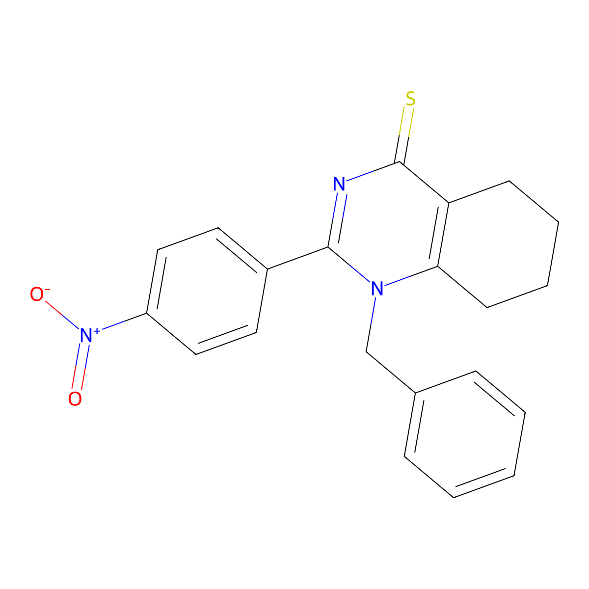 1-benzyl-2-(4-nitrophenyl)-5,6,7,8-tetrahydroquinazoline-4(1H)-thione molecular structure, CAS 433310-21-5