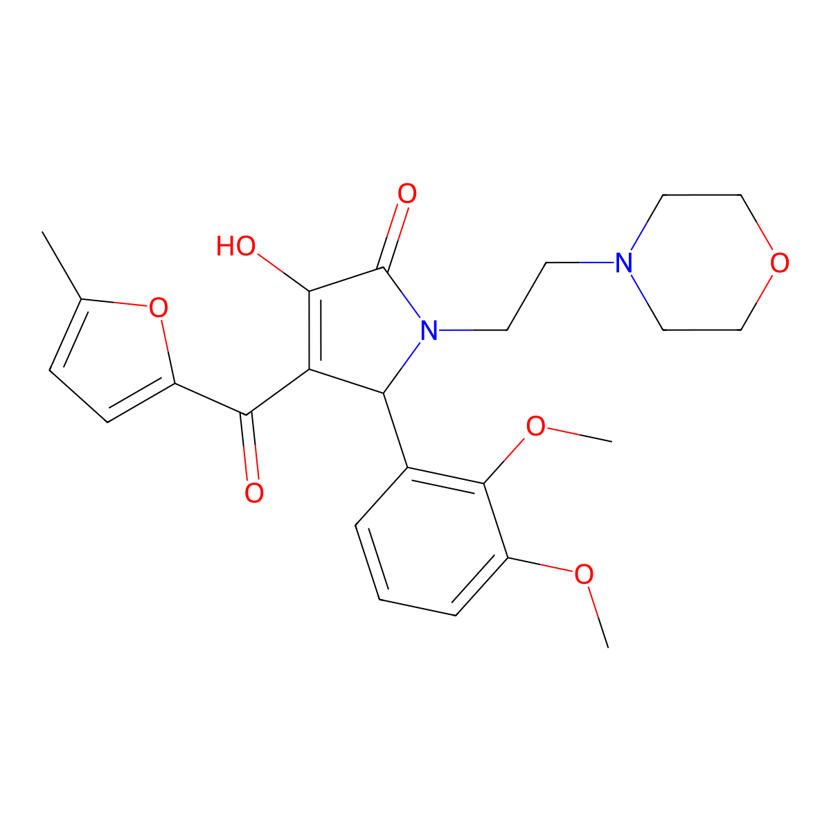 5-(2,3-dimethoxyphenyl)-3-hydroxy-4-(5-methylfuran-2-carbonyl)-1-(2-morpholinoethyl)-1H-pyrrol-2(5H)-one molecular structure, CAS 433310-35-1