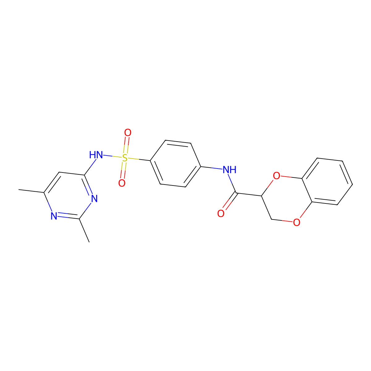 N-{4-[(2,6-dimethylpyrimidin-4-yl)sulfamoyl]phenyl}-2,3-dihydro-1,4-benzodioxine-2-carboxamide molecular structure, CAS 433310-38-4