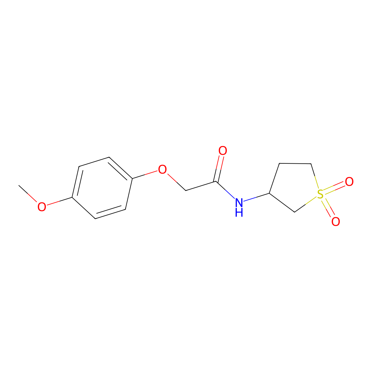 N-(1,1-dioxothiolan-3-yl)-2-(4-methoxyphenoxy)acetamide molecular structure, CAS 433310-43-1