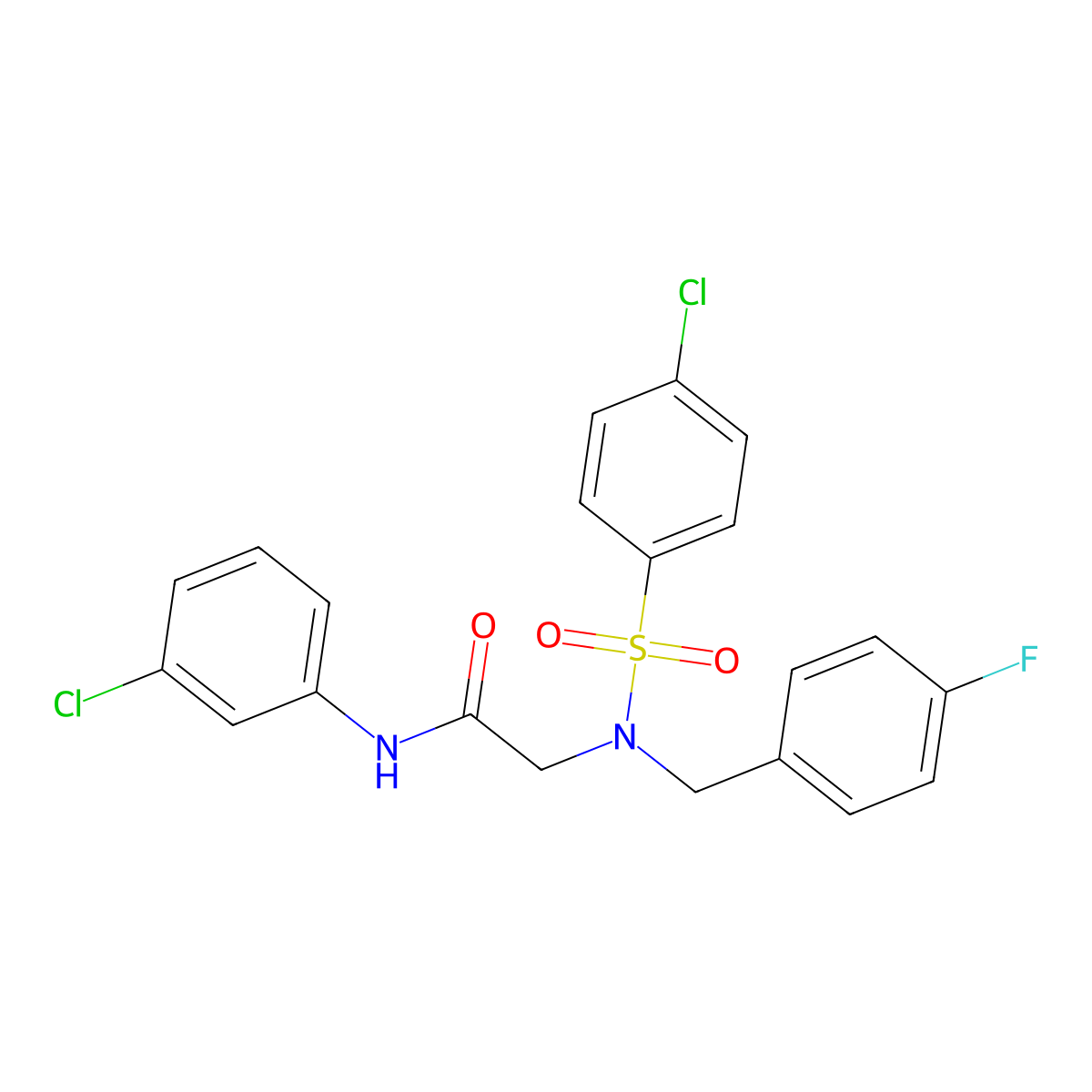 N-(3-chlorophenyl)-2-[(4-chlorophenyl)sulfonyl-[(4-fluorophenyl)methyl]amino]acetamide molecular structure, CAS 433310-50-0