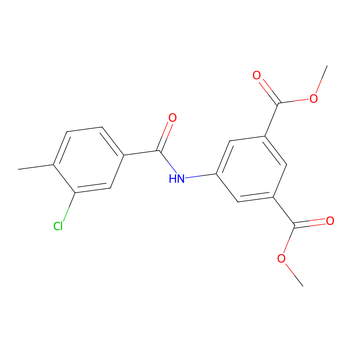 Dimethyl 5-{[(3-chloro-4-methylphenyl)carbonyl]amino}benzene-1,3-dicarboxylate molecular structure, CAS 433310-51-1