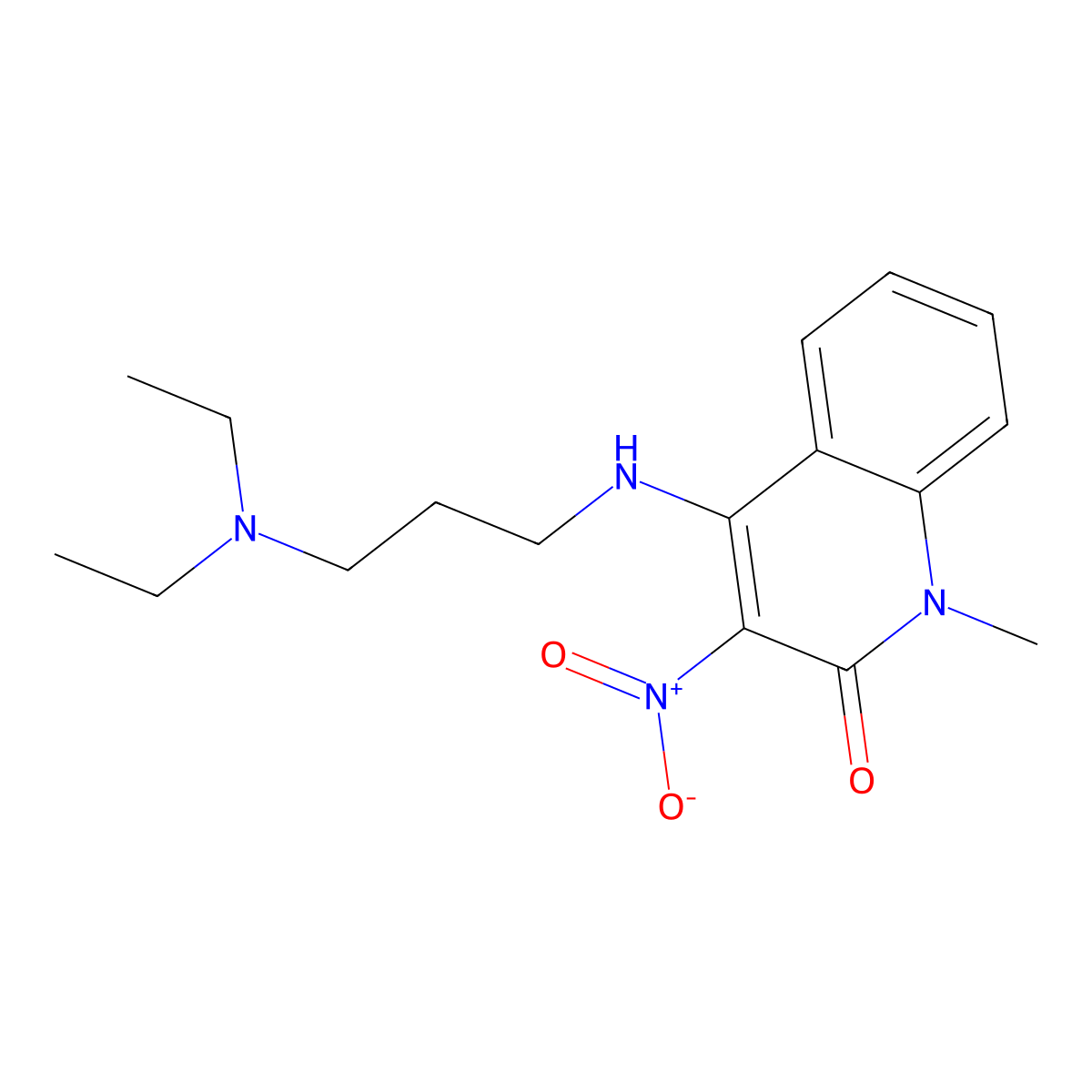 4-[3-(Diethylamino)propylamino]-1-methyl-3-nitroquinolin-2-one molecular structure, CAS 433310-60-2