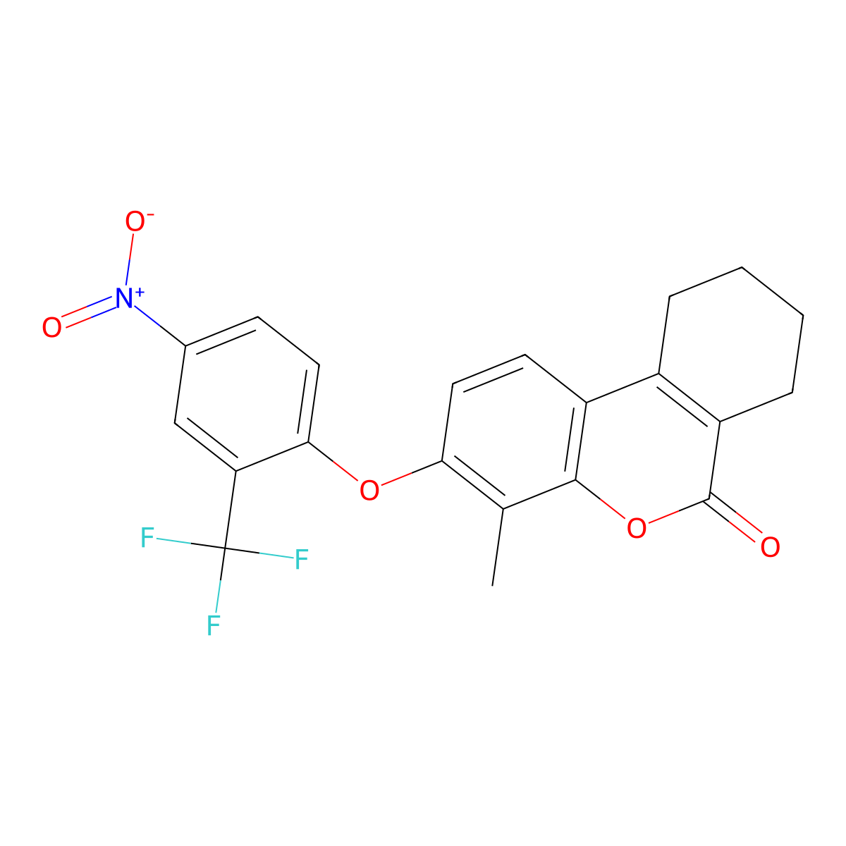 4-Methyl-3-[4-nitro-2-(trifluoromethyl)phenoxy]-7,8,9,10-tetrahydrobenzo[c]chromen-6-one molecular structure, CAS 433310-87-3