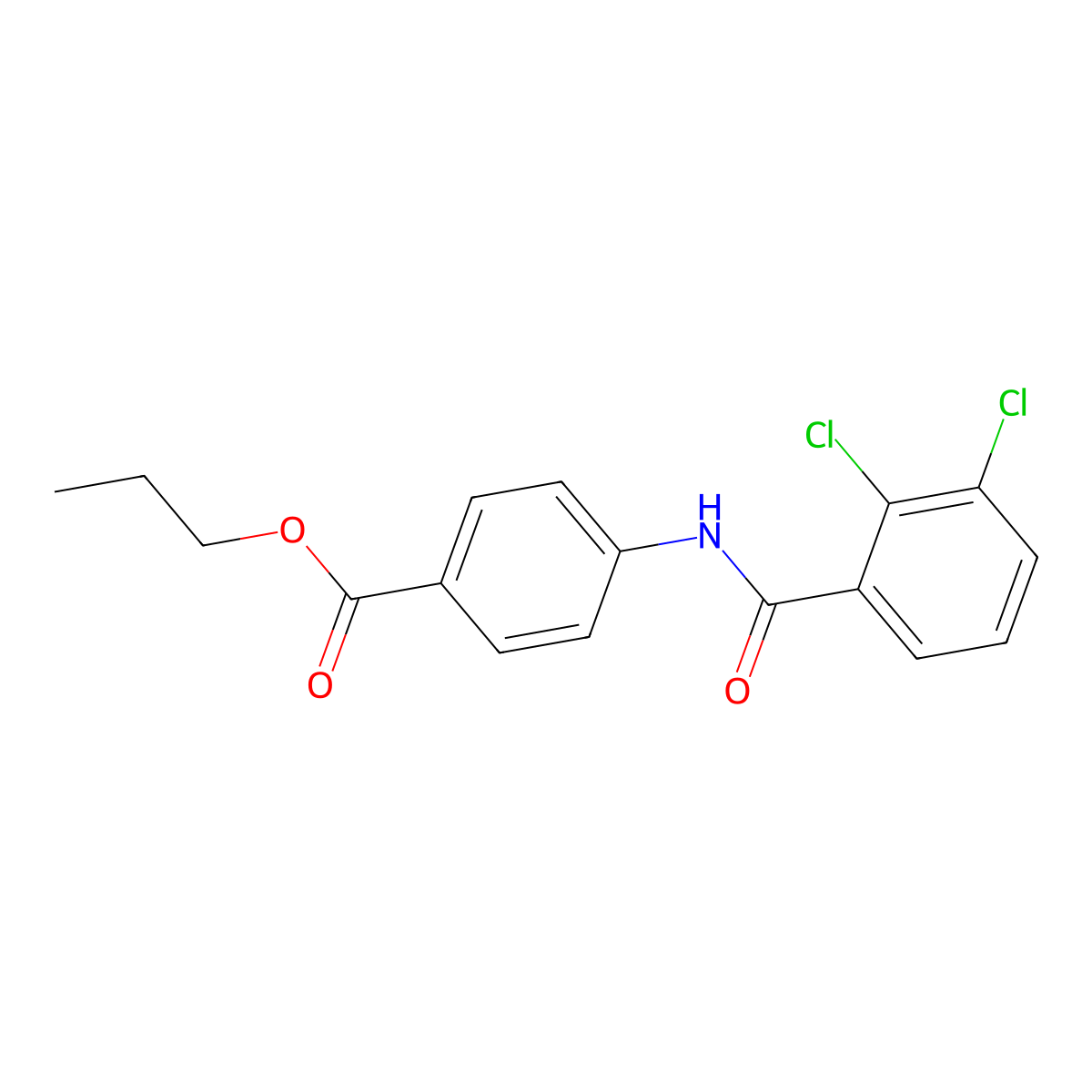 Propyl 4-{[(2,3-dichlorophenyl)carbonyl]amino}benzoate molecular structure, CAS 433310-89-5