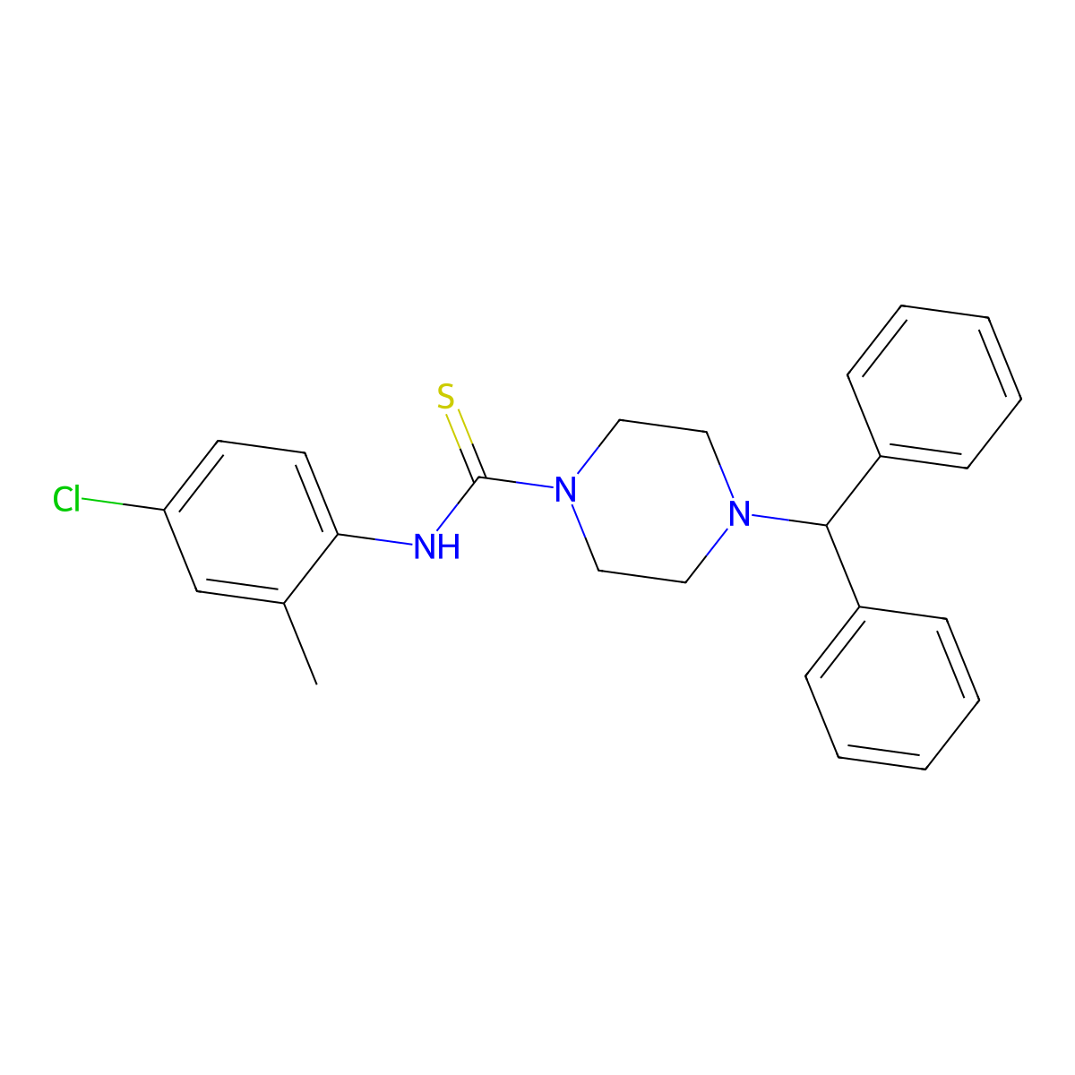 4-benzhydryl-N-(4-chloro-2-methylphenyl)piperazine-1-carbothioamide molecular structure, CAS 433311-12-7
