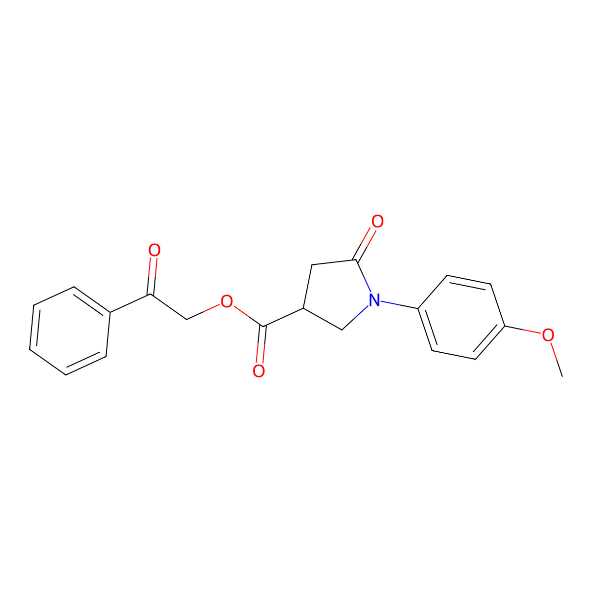 2-Oxo-2-phenylethyl 1-(4-methoxyphenyl)-5-oxo-3-pyrrolidinecarboxylate molecular structure, CAS 433311-18-3