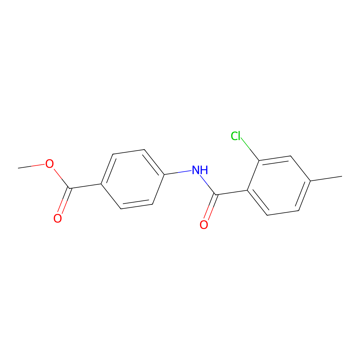 Methyl 4-{[(2-chloro-4-methylphenyl)carbonyl]amino}benzoate molecular structure, CAS 433311-31-0