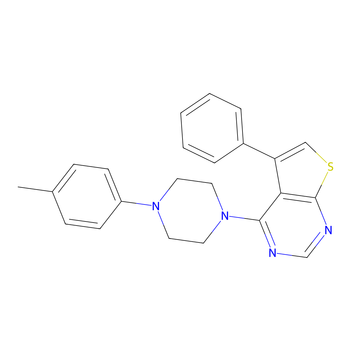 4-[4-(4-Methylphenyl)piperazin-1-yl]-5-phenylthieno[2,3-d]pyrimidine molecular structure, CAS 433311-33-2