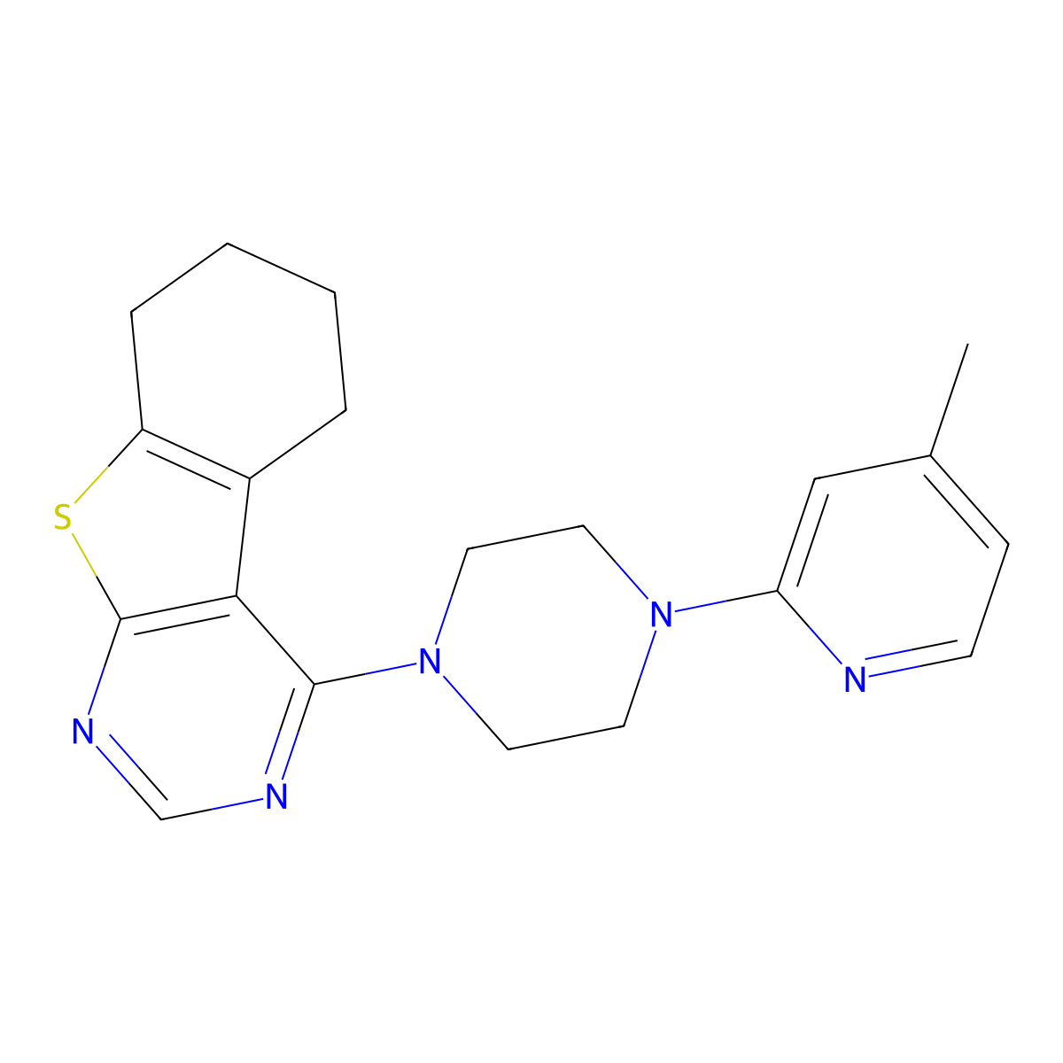 4-[4-(4-Methylpyridin-2-yl)piperazin-1-yl]-5,6,7,8-tetrahydro[1]benzothieno[2,3-d]pyrimidine molecular structure, CAS 433311-85-4