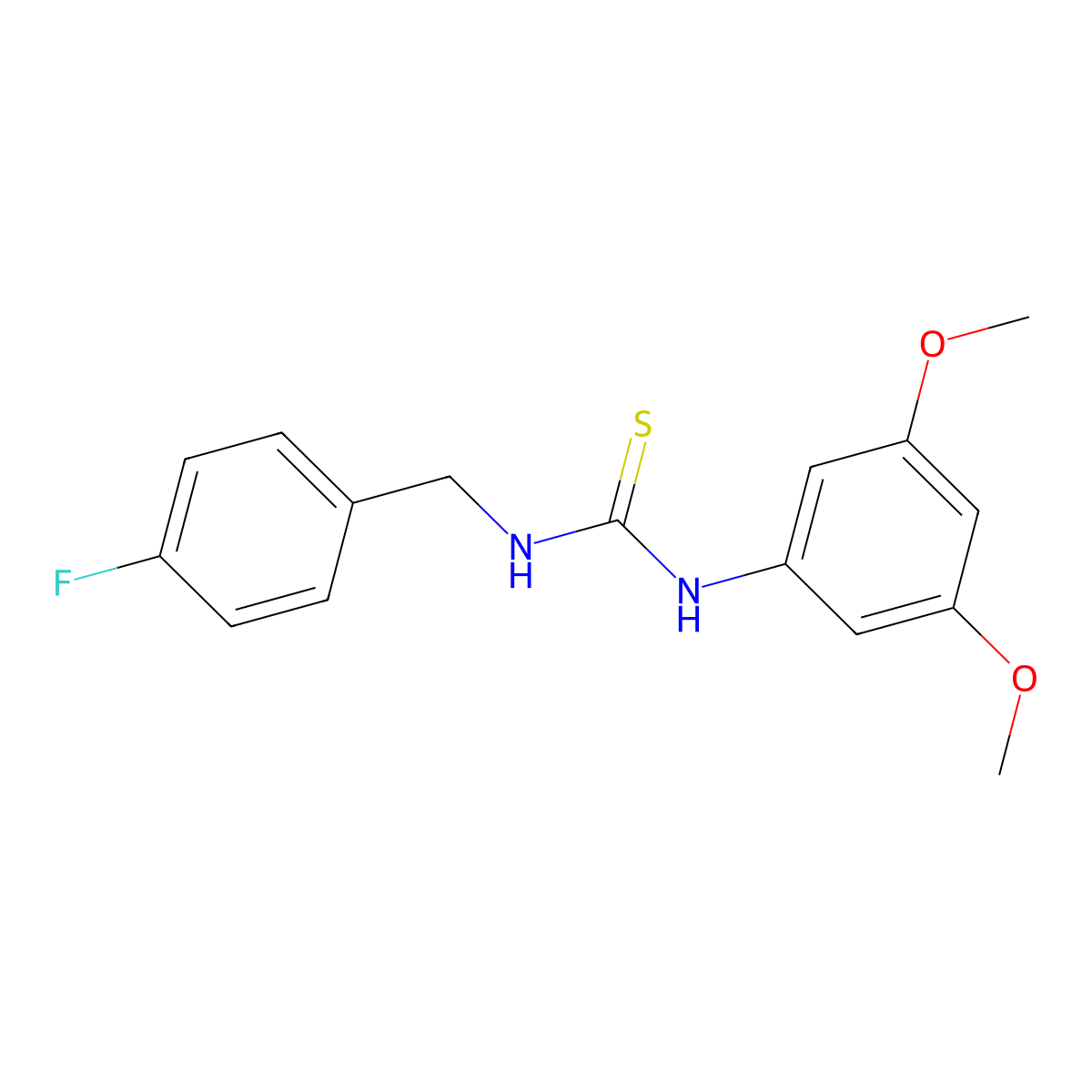 1-(3,5-Dimethoxyphenyl)-3-(4-fluorobenzyl)thiourea molecular structure, CAS 433312-14-2
