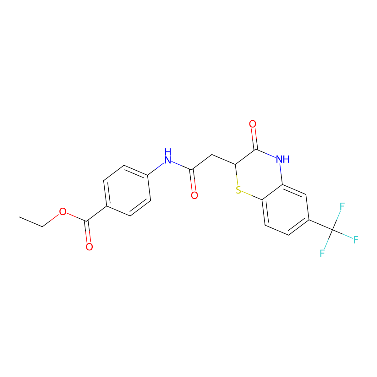 ethyl 4-[[2-[3-oxo-6-(trifluoromethyl)-4H-1,4-benzothiazin-2-yl]acetyl]amino]benzoate molecular structure, CAS 433312-15-3