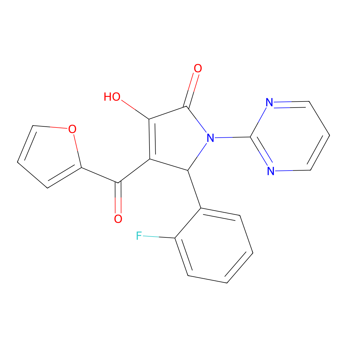 2-(2-fluorophenyl)-3-(furan-2-carbonyl)-4-hydroxy-1-pyrimidin-2-yl-2H-pyrrol-5-one molecular structure, CAS 433312-19-7