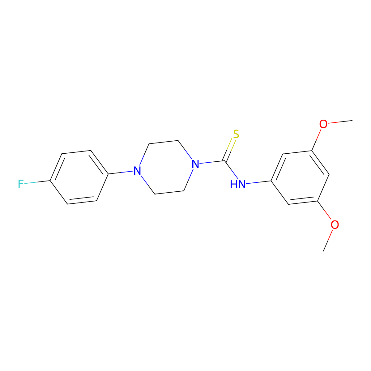 N-(3,5-dimethoxyphenyl)-4-(4-fluorophenyl)piperazine-1-carbothioamide molecular structure, CAS 433312-28-8