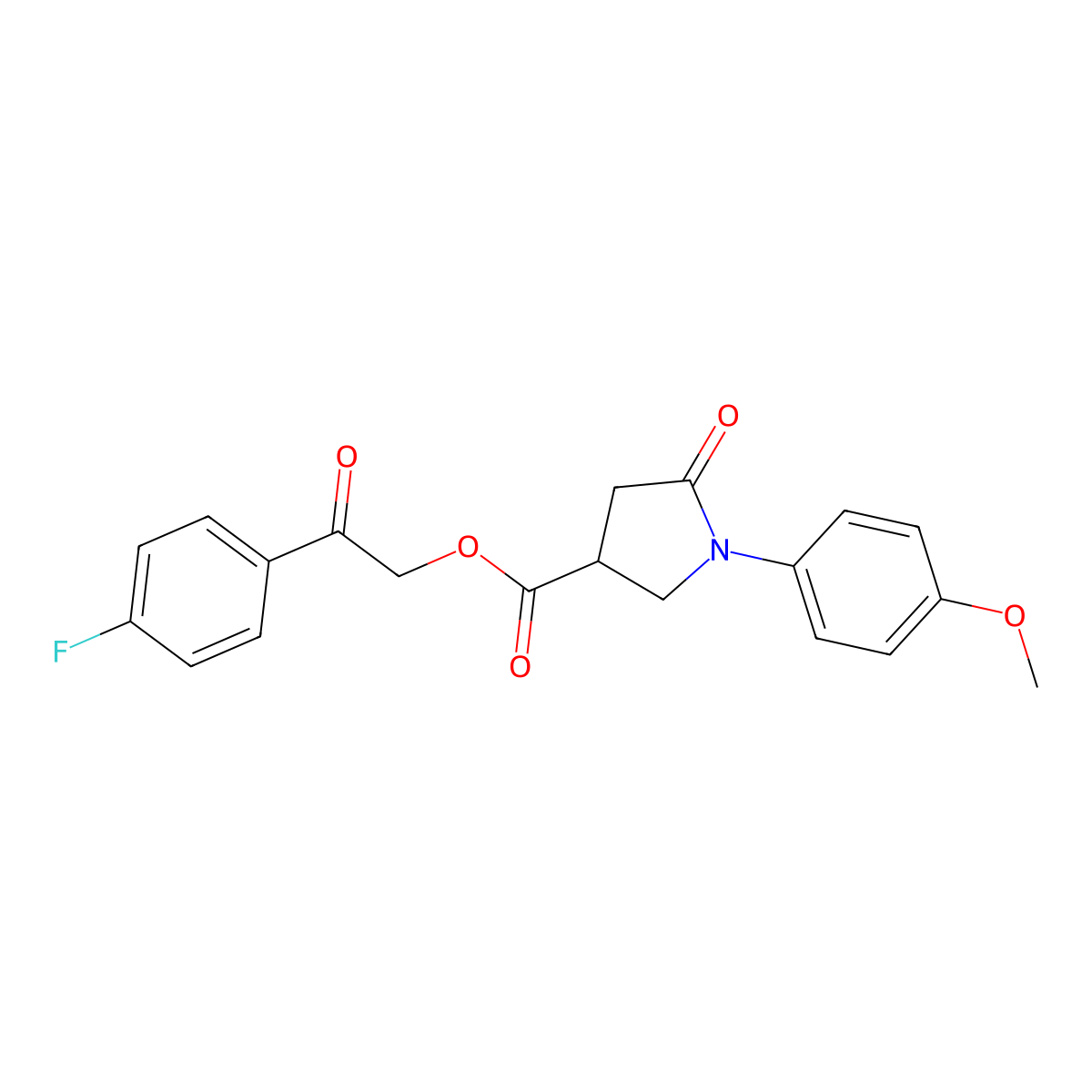 2-(4-Fluorophenyl)-2-oxoethyl 1-(4-methoxyphenyl)-5-oxopyrrolidine-3-carboxylate molecular structure, CAS 433312-32-4
